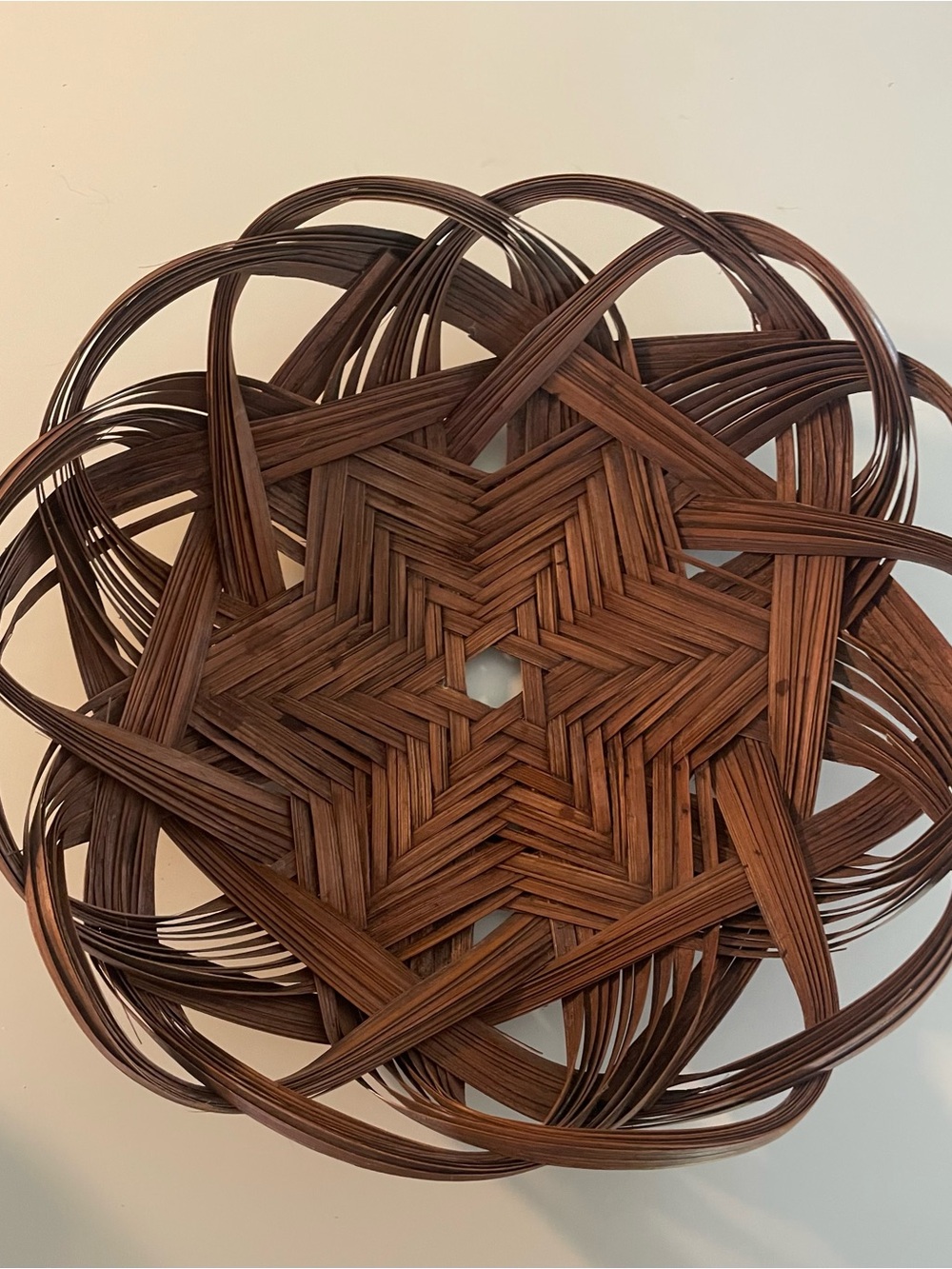 Hand-Woven Star Pattern Bamboo Basket Bowl